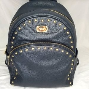 Michael Kors gold studded black backpack